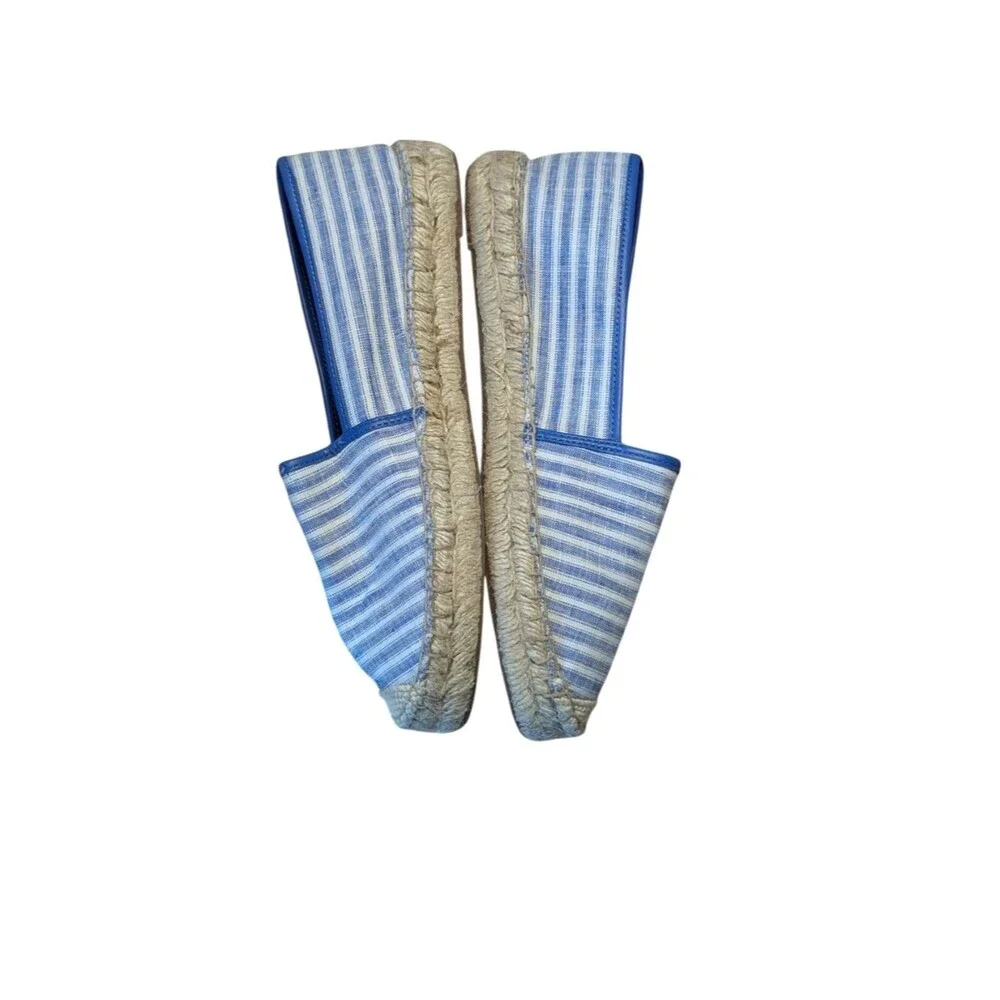 Talbots Izzy Blue & White Striped Canvas Espadrilles size 7M Nautical resortwear